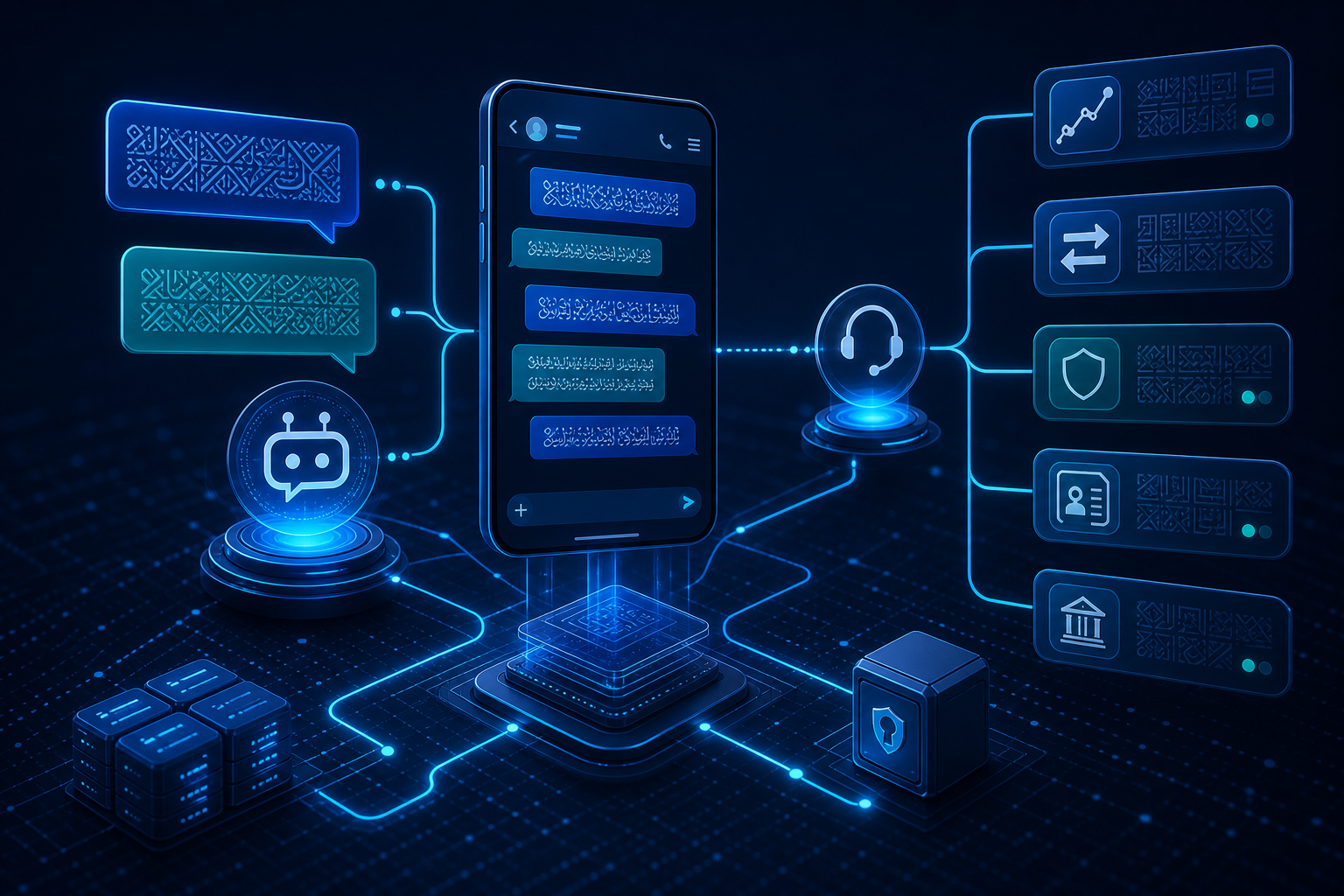 Bilingual chatbot connected to exchange-house services, secure backend systems and agent support